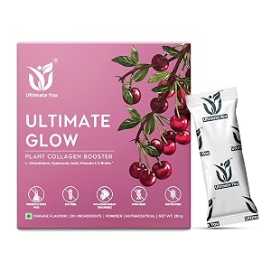ultimate glow  natural collagen booster  orange flavour  20 ingredients  boost skin radiance and glowstrengthen hairreduce dark spotswrinklesacne and scars  vitamin cbiotinzinc  210 grams