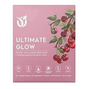ultimate glow  natural collagen booster  orange flavour  20 ingredients  boost skin radiance and glowstrengthen hairreduce dark spotswrinklesacne and scars  vitamin cbiotinzinc  210 grams