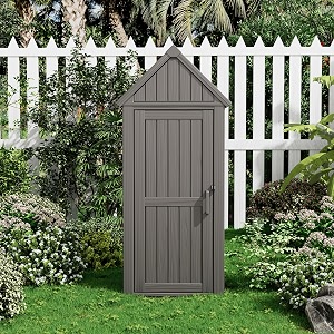 ultimate outdoor storage cabinet - durable resin construction with reinforced floor adjustable shelves amp lock for security grey