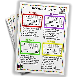 anniversary tambola tickets  40th anniversary theme housie tambola themed bingo game  kitty party theme housie tickets  english  for family amp friends set of 15 tickets
