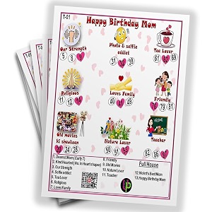 birthday tambola tickets  mom39s birthday theme housie tambola themed bingo game  kitty party theme housie tickets  english  for family amp friends set of 15 tickets