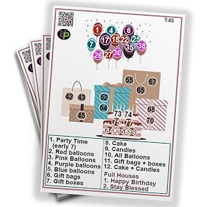 birthday tambola tickets  birthday gifts theme housie tambola themed bingo game  kitty party theme housie tickets  english  for family amp friends set of 15 tickets