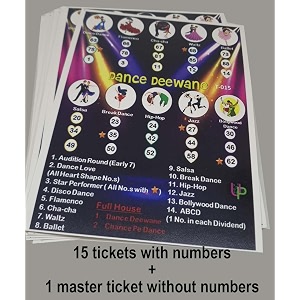 dance deewane theme tambola tickets  dance bingo housie game cards for kitty party friends amp family gatherings english set of 15 tickets
