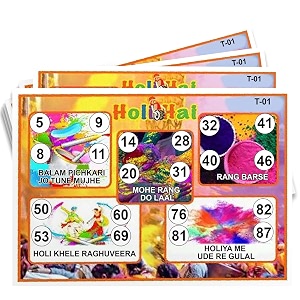holi tambola tickets  holi hai colorful theme tambola bingo housie tickets  english  for kitty party game amp family gatherings  bingo housie cards set of 15 tickets