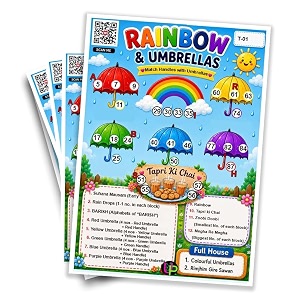 monsoon sawan tambola tickets - umbrella theme - english  festive amp fun bingo housie cards for rainy season celebrations  for kitty parties amp themed events set of 15 tickets