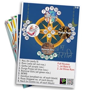 navratri tambola tickets - directions theme in english  fun cards for kitty parties famiy gatherings amp themed event  festive amp engaging bingo housie game - set of 15 tickets