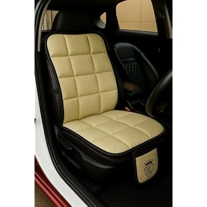ultra comfort pu leather luxury beige seat cover cushion for all the carssuvoffice chairhome chair-easy strap fitpocket flapuniversal fit1 pack