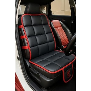 ultra comfort pu leather luxury black seat cover cushion for all the carssuvoffice chairhome chair-easy strap fitpocket flapuniversal fit1 pack