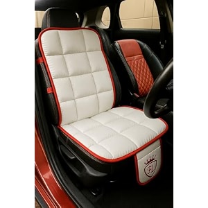 ultra comfort pu leather luxury white seat cover cushion for all the carssuvoffice chairhome chair-easy strap fitpocket flapuniversal fit1 pack