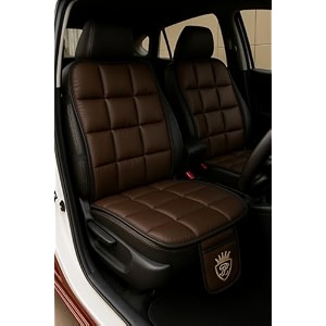 ultra comfort pu leather pack of 2 luxury brown seat cover cushion for all the carssuvoffice chairhome chair-easy strap fitpocket flapuniversal fit2 pack