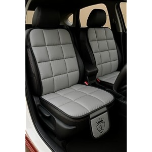 ultra comfort pu leather pack of 2 luxury igrey seat cover cushion for all the carssuvoffice chairhome chair-easy strap fitpocket flapuniversal fit2 pack