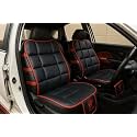 Ultra Comfort PU Leather Pack of 2 Luxury Black Seat Cover Cushion for All The Cars,SUV,Office Chair,Home Chair-Easy Strap Fit,Pocket Flap(Universal Fit,2 Pack)