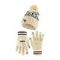 Ultra Game Youth NFL Official Super Soft Cable Knit Winter Beanie Knit Hat with Extra Warm Touch Screen Gloves