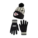 Ultra Game Youth NFL Official Super Soft Cable Knit Winter Beanie Knit Hat with Extra Warm Touch Screen Gloves