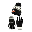 Ultra Game Youth NFL Official Super Soft Cable Knit Winter Beanie Knit Hat with Extra Warm Touch Screen Gloves