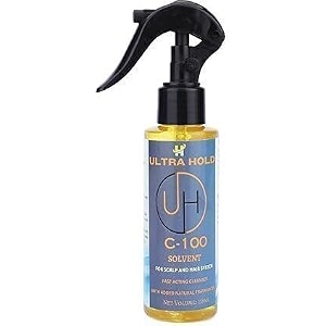 ultra hold c100 hair patch remover solvent spray 118ml  citrus-based patch glue remover  fast-acting wig adhesive amp hair patch tape remover spray  wig residue cleaner for men amp women