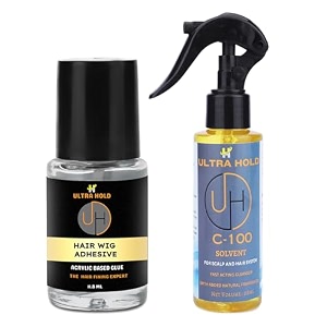 ultra hold hair patch amp wig care kit  c100 hair patch remover solvent spray 118ml amp waterproof hair patch adhesive glue 118ml - waterproof acrylic-based wig adhesive with applicator - unisex