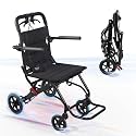 Ultra Lightweight Foldable Transport Wheelchair for Adults - Compact Portable Folding Travel Chair, Small Narrow Design for Tight Spaces, Lightweight Mobility Aid Suitable for Seniors &amp; Kids