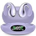 Boytond Ultra Open Ear Earbuds - Ergonomic Clip-On Earbuds, Bone Conduction Over-The-Ear Headphones with Waterproof Design and Secure Fit for Small Ears, Crystal Purple