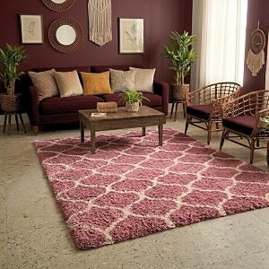 ultra premium shaggy polyester micro rug  super soft fluffy carpet  non-slip washable area rug for bedroom living room  pink m 5x7 feet rectangular