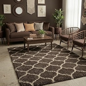 ultra premium shaggy polyester micro rug  super soft fluffy carpet  non-slip washable area rug for bedroom living room  coffee m 6x9 feet rectangular