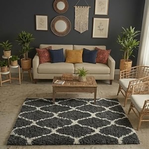 ultra premium shaggy polyester micro rug  super soft fluffy carpet  non-slip washable area rug for bedroom living room  grey m 3x5 feet rectangular