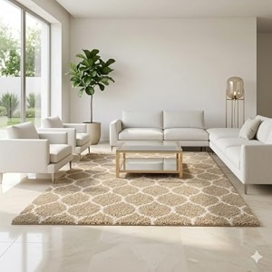 ultra premium shaggy polyester micro rug  super soft fluffy carpet  non-slip washable area rug for bedroom living room  beige m 6x9 feet rectangular