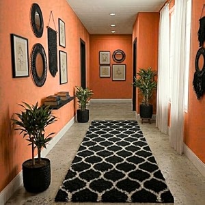 ultra premium shaggy polyester micro rug  super soft fluffy carpet  non-slip washable area rug for bedroom living room  black m 3x6 feet rectangular