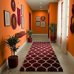 ultra premium shaggy polyester micro rug  super soft fluffy carpet  non-slip washable area rug for bedroom living room  maroon m 3x8 feet rectangular