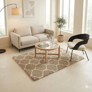 ultra premium shaggy polyester micro rug  super soft fluffy carpet  non-slip washable area rug for bedroom living room  beige m 3x5 feet rectangular