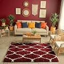Ultra Premium Shaggy Polyester Micro Rug | Super Soft Fluffy Carpet | Non-Slip Washable Area Rug for Bedroom Living Room – (Maroon M, 4x6 feet, Rectangular)