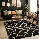Ultra Premium Shaggy Polyester Micro Rug | Super Soft Fluffy Carpet | Non-Slip Washable Area Rug for Bedroom Living Room – (Black M, 5x7 feet, Rectangular)
