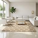 Ultra Premium Shaggy Polyester Micro Rug | Super Soft Fluffy Carpet | Non-Slip Washable Area Rug for Bedroom Living Room – (Beige M, 6x9 feet, Rectangular)