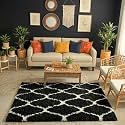 Ultra Premium Shaggy Polyester Micro Rug | Super Soft Fluffy Carpet | Non-Slip Washable Area Rug for Bedroom Living Room – (Black M, 3x5 feet, Rectangular)