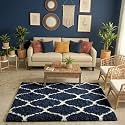 Ultra Premium Shaggy Polyester Micro Rug | Super Soft Fluffy Carpet | Non-Slip Washable Area Rug for Bedroom Living Room – (Blue M, 4x6 feet, Rectangular)