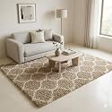 Ultra Premium Shaggy Polyester Micro Rug | Super Soft Fluffy Carpet | Non-Slip Washable Area Rug for Bedroom Living Room – (Beige M, 5x7 feet, Rectangular)