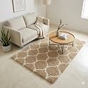 Ultra Premium Shaggy Polyester Micro Rug | Super Soft Fluffy Carpet | Non-Slip Washable Area Rug for Bedroom Living Room – (Beige M, 4x6 feet, Rectangular)