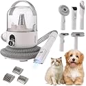 Ultra-Quiet Pet Grooming Vacuum System, 16-Stage Adjustable Suction & 4 Guide Combs, 2L Capacity Pet Hair Clipper with Storage Bag,White&Gray