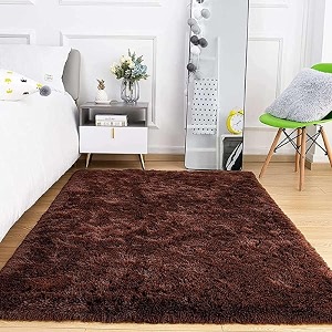 Ultra Soft Brown Microfiber Shaggy Floor Carpet
