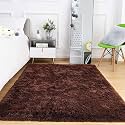 Ultra Soft Brown Microfiber Shaggy Floor Carpet