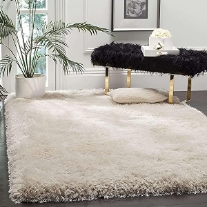 Ultra Soft Ivory Microfiber Shaggy Floor Carpet