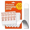 Ultra-Strong Picture Hanging Strips (20 pairs) with Adhesive Backing - Perfect for Rental Friendly Upgrades - Wall Hanging Strips Without Nails - Heavy Duty Wall Hanging Adhesive Strips for Home Decor