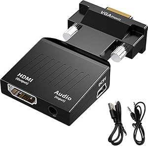 ultrabytes portable vga to hdmi adapterconverter with audio old pc to tvmonitor with video adapter for tv computer projector with audio power cable -d-sub 15-pin