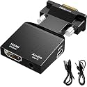 ULTRABYTES Portable VGA to HDMI Adapter/Converter with Audio (Old PC to TV/Monitor with, Video Adapter for TV, Computer, Projector with Audio, Power Cable -D-Sub, 15-pin