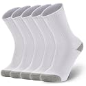 Ultrafun 5 Pairs Striped Crew Socks Cotton Cushioned Athletic Sports Running Socks for Men Women Teens