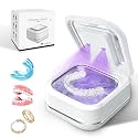 Ultrasonic Retainer Cleaner for Aligners, Mouth Guards & Dentures, 42kHz Compact Ultrasonic Denture Cleaner with Digital Timer, Portable Dental Cleaner for Home & Travel (White)