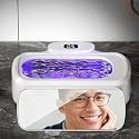 Ultrasonic Retainer Cleaner Machine, 48kHz 420ML Jewelry Cleaner with Purple lamp care & Mirror, 3 Modes for Toothbrush Heads,Dentures, Eyeglasses, Ornament, Efficient 360° Deep Cleaning (White)