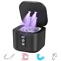 Ultrasonic Retainer Cleaner Machine, 48KHz Dental Cleaning Pod for Denture, Mouth Guard, Aligner, Night Guard, Braces, Toothbrush Heads, Jewelry with Digital Timer &amp; 6 Modes, 13oz Capacity, Black