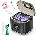 Ultrasonic Retainer Cleaner Machine, Portable 48kHz Dental Retainer Cleaner with 240ml Capacity, Digital Mouth Guard Cleaner with Timer for Denture Aligner Jewelry and Makeup Tools (Black)