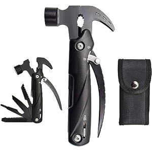 12-in-1 multitool hammer safety lock screwdriver bits set and durable nylon sheath potable multi tool hammer claw for outdoor indoor camping hiking ideal gifts